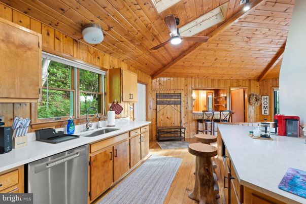 Interior, Kitchen, Recessed Lighting, Wooden Beams, Wooden Ceilings, Wood Texture Flooring, Wooden Walls