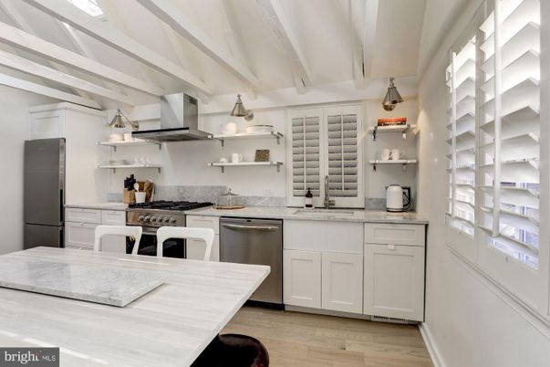 Interior, Kitchen, Stainless Steel Appliances, Wood Texture Flooring