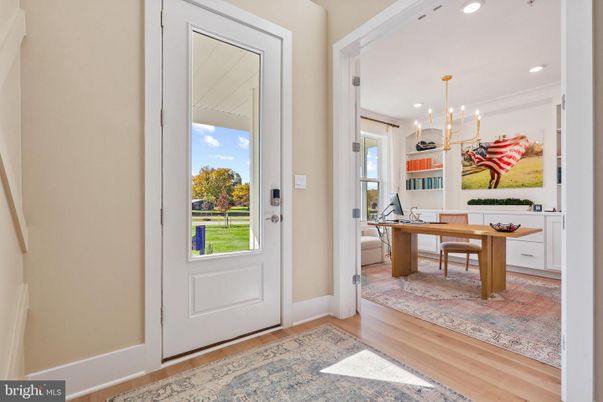 Home Office, Interior, Pendant Lights, Recessed Lighting, Wood Texture Flooring