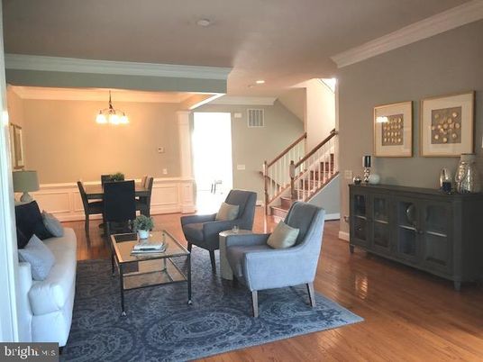 Dining room, Interior, Living room, Pendant Lights, Recessed Lighting, Wood Texture Flooring