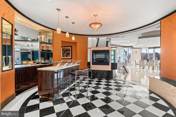 Dining room, Interior, Marble, Pendant Lights, Recessed Lighting
