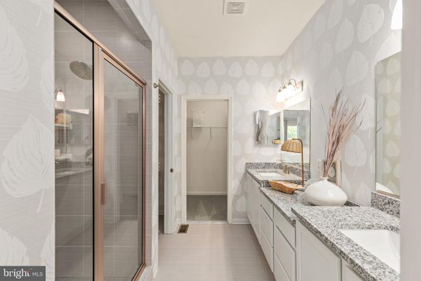 Bathroom, Dual Sink Vanities, Glass Shower, Interior