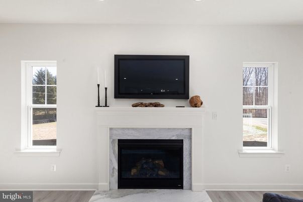 Fireplace, Interior, Recessed Lighting, Wood Texture Flooring