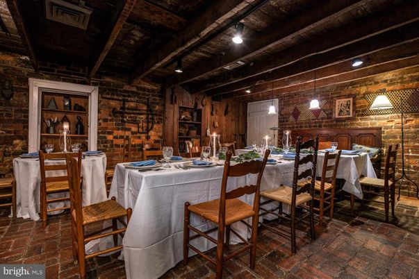 Dining room, Interior, Pendant Lights, Stone Walls, Wooden Walls