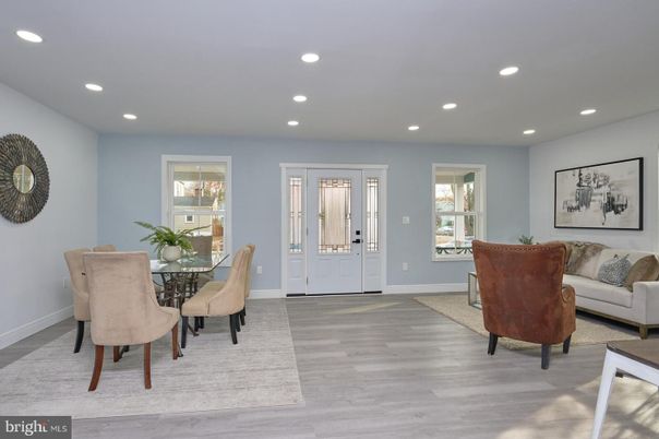 Dining room, Interior, Recessed Lighting, Wood Texture Flooring
