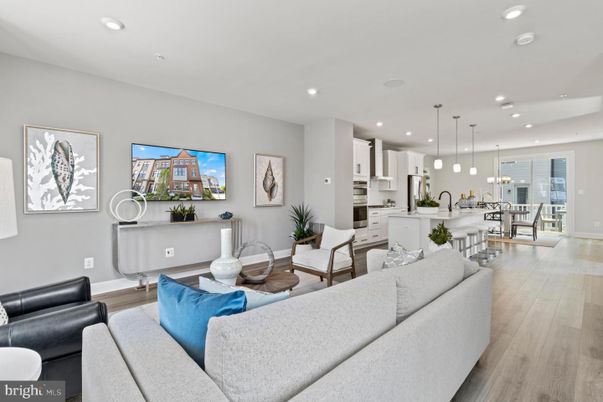 Dining room, Interior, Kitchen, Living room, Pendant Lights, Recessed Lighting, Wood Texture Flooring