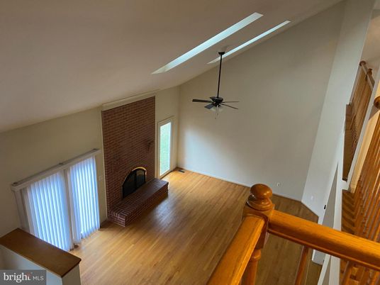 Empty room, Fireplace, Interior, Stone Walls, Wood Texture Flooring