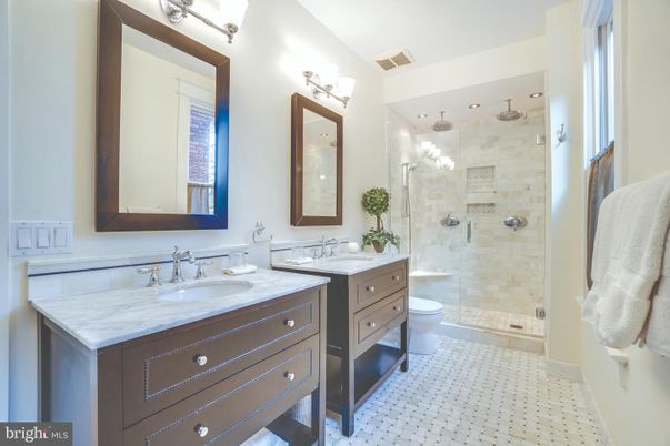 Bathroom, Dual Sink Vanities, Glass Shower, Interior, Recessed Lighting