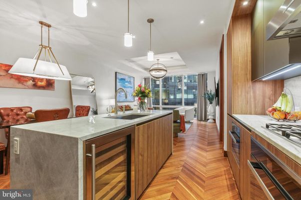 Interior, Kitchen, Pendant Lights, Recessed Lighting, Wood Texture Flooring