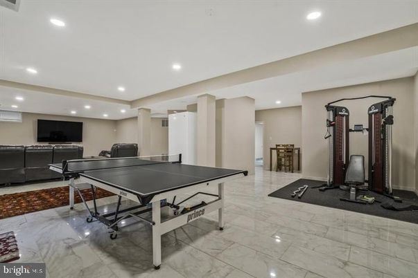 Fitness Equipment, Game Room, Interior, Marble, Recessed Lighting