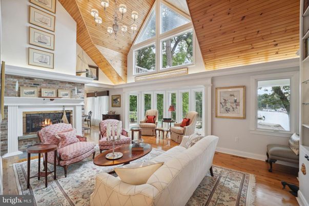 Fireplace, Interior, Living room, Pendant Lights, Wooden Ceilings, Wood Texture Flooring