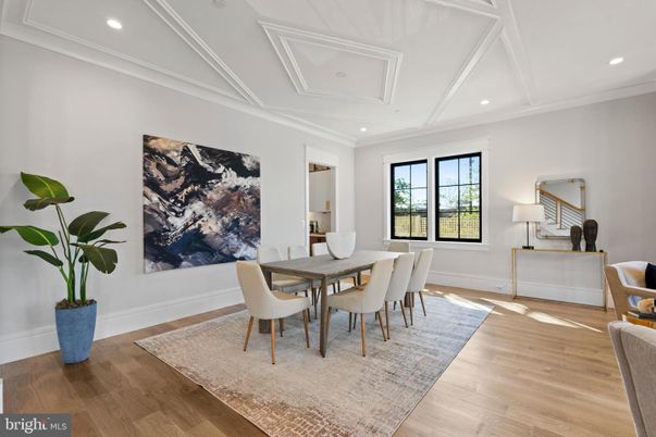Dining room, Interior, Recessed Lighting, Wood Texture Flooring