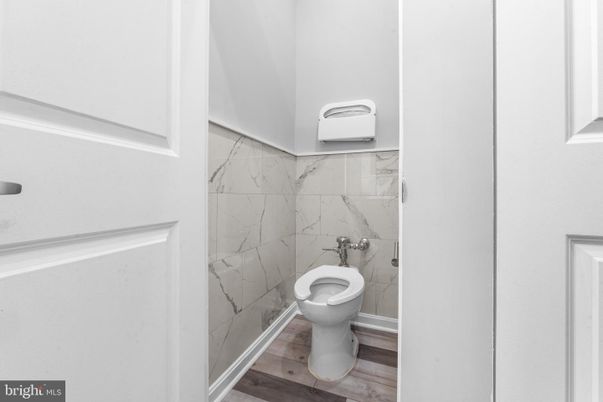 Bathroom, Interior, Marble Walls, Wood Texture Flooring