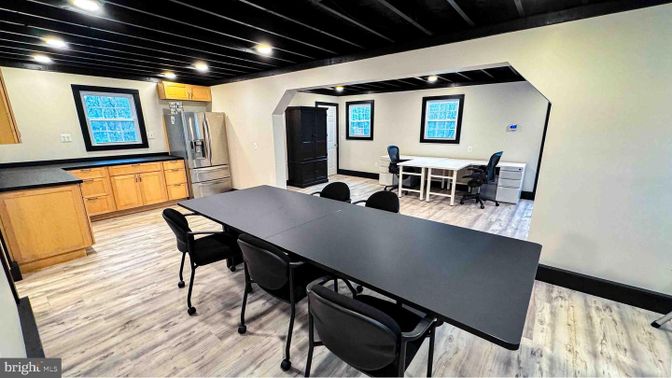 Dining room, Interior, Kitchen, Recessed Lighting, Wood Texture Flooring
