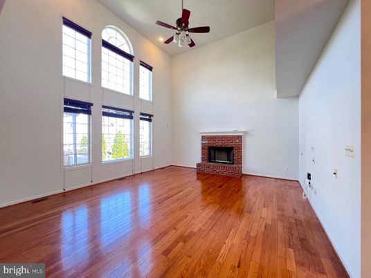 Empty room, Fireplace, Interior, Recessed Lighting, Wood Texture Flooring