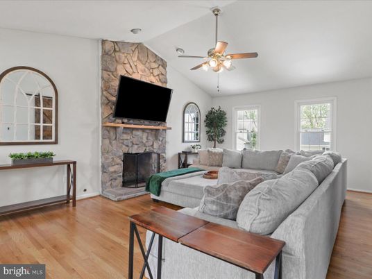 Fireplace, Interior, Living room, Stone Walls, Wood Texture Flooring