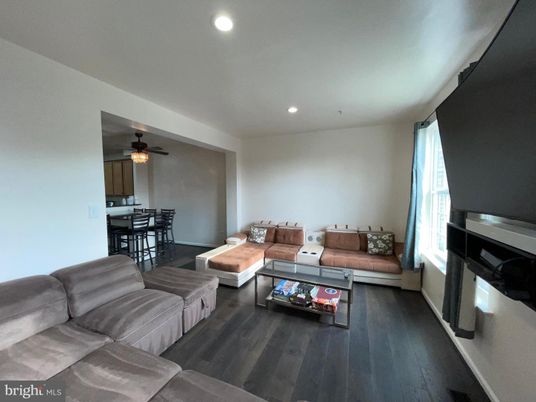 Dining room, Interior, Living room, Recessed Lighting, Wood Texture Flooring