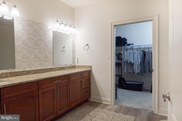 Bathroom, Dual Sink Vanities, Interior, Walk-in Closets, Wood Texture Flooring