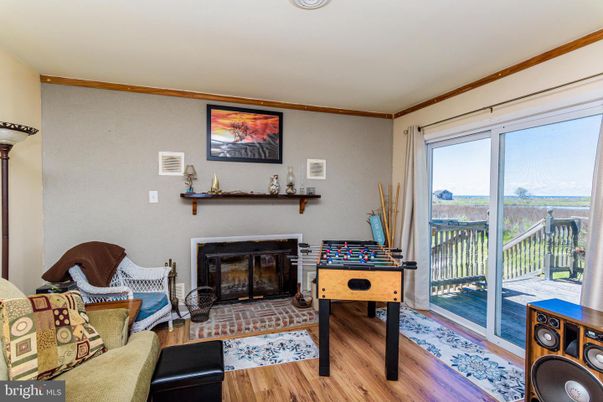 Fireplace, Game Room, Interior, Wood Texture Flooring