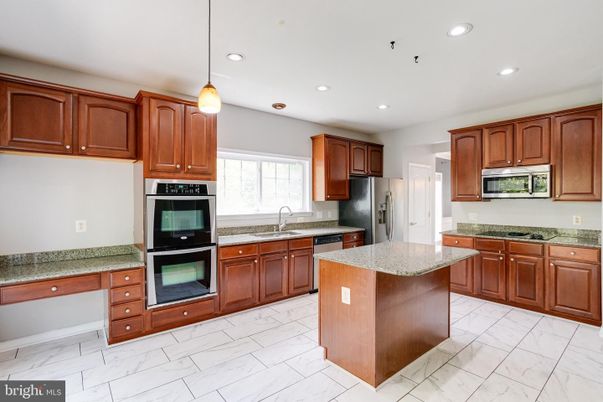 Interior, Kitchen, Marble, Pendant Lights, Recessed Lighting, Stainless Steel Appliances