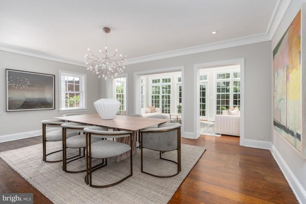 Dining room, Interior, Pendant Lights, Recessed Lighting, Wood Texture Flooring