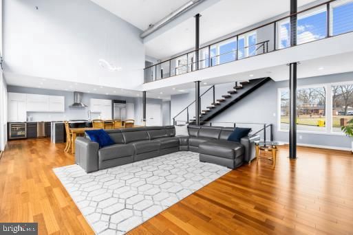 Interior, Kitchen, Living room, Pendant Lights, Recessed Lighting, Stainless Steel Appliances, Wood Texture Flooring