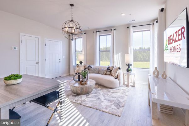 Chandelier, Interior, Living room, Pendant Lights, Recessed Lighting, Wood Texture Flooring