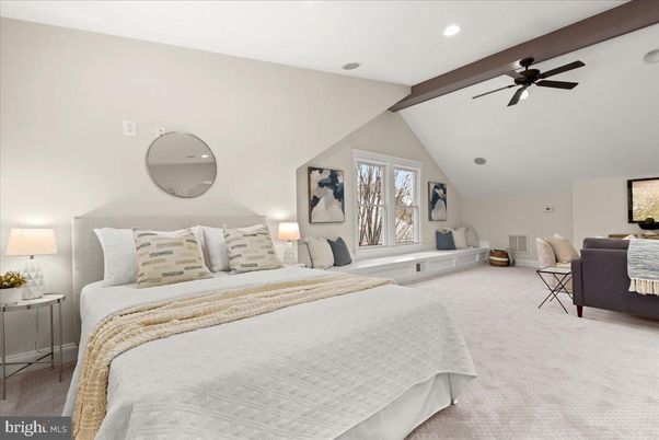 Bedroom, Interior, Recessed Lighting, Wooden Beams