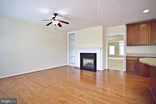 Empty room, Fireplace, Interior, Recessed Lighting, Wood Texture Flooring