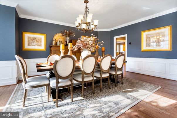 Chandelier, Dining room, Interior, Wood Texture Flooring