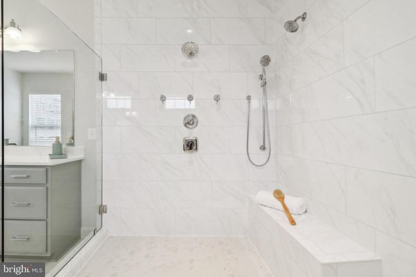 Bathroom, Glass Shower, Interior, Marble Walls