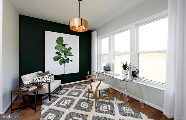 Home Office, Interior, Pendant Lights, Wood Texture Flooring