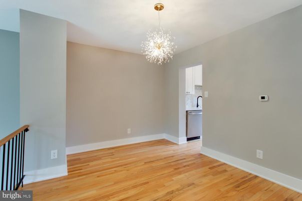 Chandelier, Empty room, Interior, Kitchen, Recessed Lighting, Wood Texture Flooring