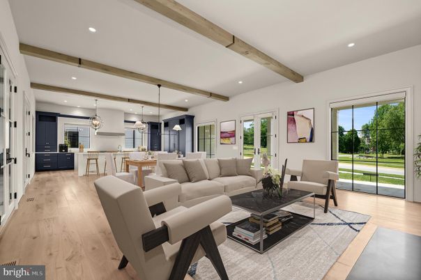 Dining room, Interior, Kitchen, Living room, Pendant Lights, Recessed Lighting, Wooden Beams, Wood Texture Flooring