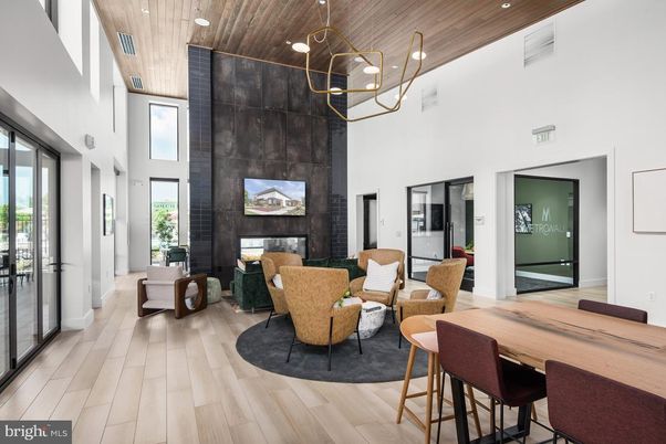 Chandelier, Dining room, Fireplace, Interior, Living room, Pendant Lights, Recessed Lighting, Wooden Ceilings, Wood Texture Flooring