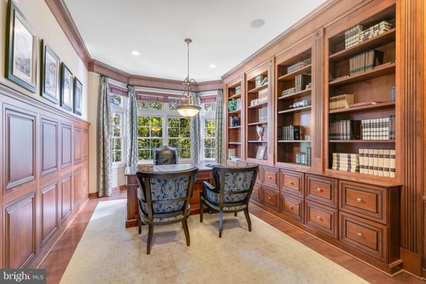 Home Office, Interior, Pendant Lights, Recessed Lighting, Wood Texture Flooring