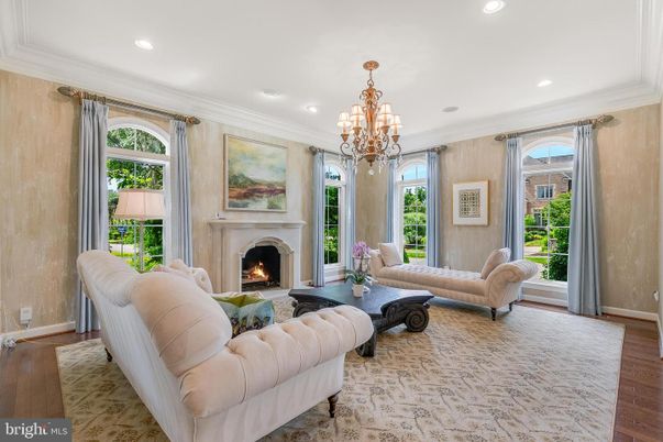 Chandelier, Fireplace, Interior, Living room, Recessed Lighting, Wood Texture Flooring