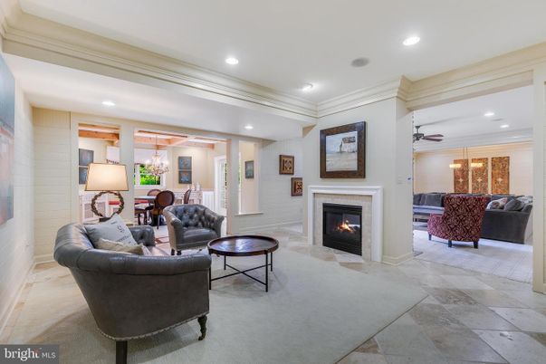 Dining room, Fireplace, Interior, Living room, Pendant Lights, Recessed Lighting