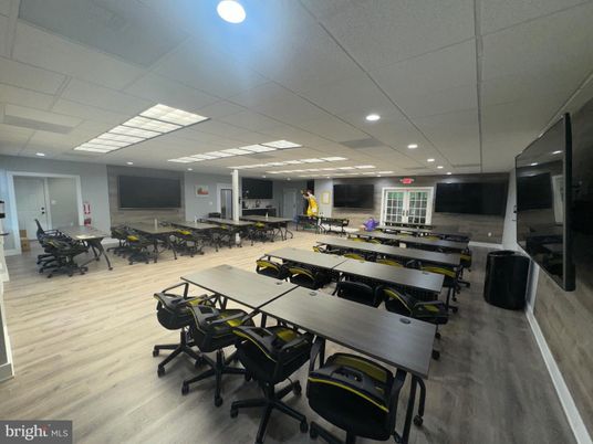 Dining room, Game Room, Interior, Recessed Lighting, Wood Texture Flooring