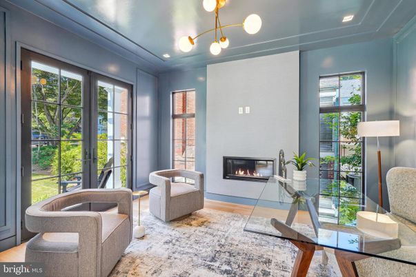 Fireplace, Interior, Pendant Lights, Recessed Lighting, Wood Texture Flooring