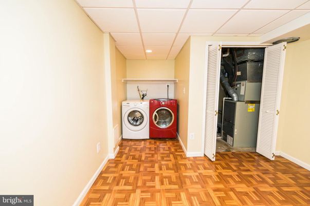 Interior, Recessed Lighting, Utility Closets, Washer, Wood Texture Flooring