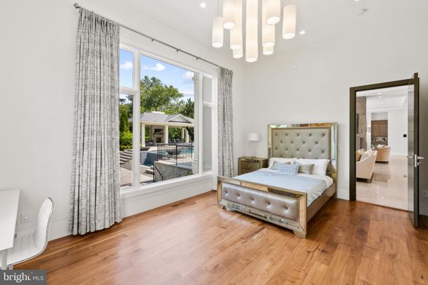 Bedroom, Interior, Pendant Lights, Recessed Lighting, Wood Texture Flooring