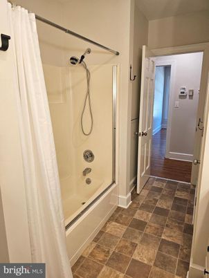 Bathroom, Glass Shower, Interior, Wood Texture Flooring