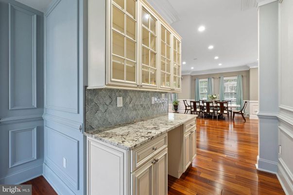 Dining room, Interior, Recessed Lighting, Wood Texture Flooring