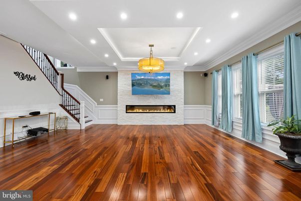 Fireplace, Interior, Recessed Lighting, Wood Texture Flooring