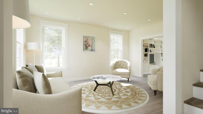 Interior, Living room, Recessed Lighting, Wood Texture Flooring
