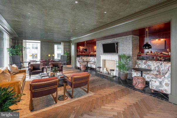 Fireplace, Interior, Living room, Pendant Lights, Recessed Lighting, Stone Walls, Wood Texture Flooring