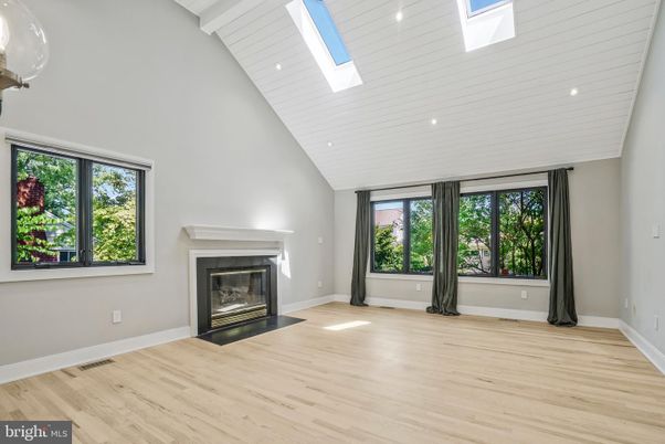 Empty room, Fireplace, Interior, Recessed Lighting, Wood Texture Flooring
