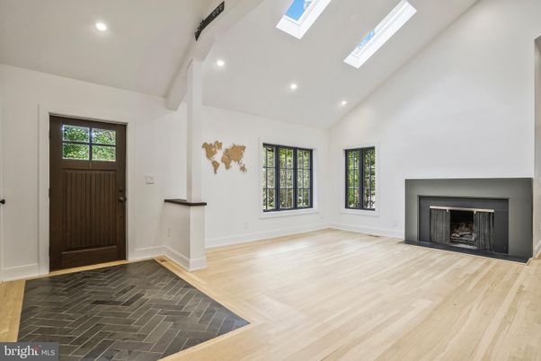 Fireplace, Interior, Recessed Lighting, Wood Texture Flooring