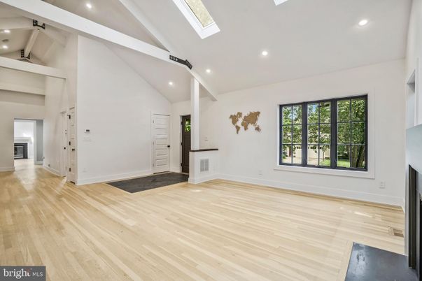 Empty room, Fireplace, Interior, Recessed Lighting, Wood Texture Flooring